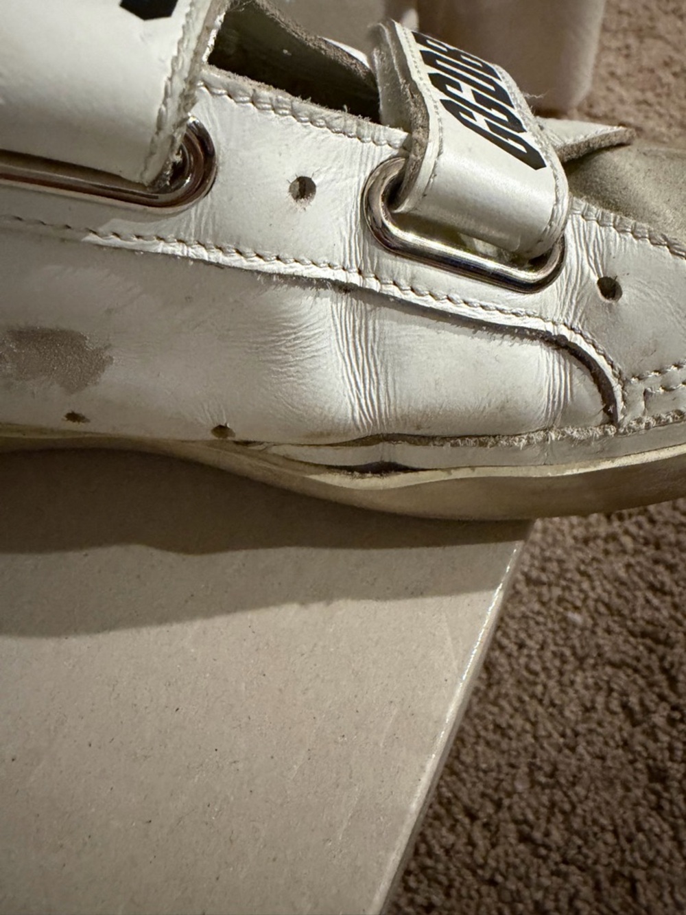 Golden Goose Old School White Sneakers with Black Star and Blue Heel - Picture 6 of 8